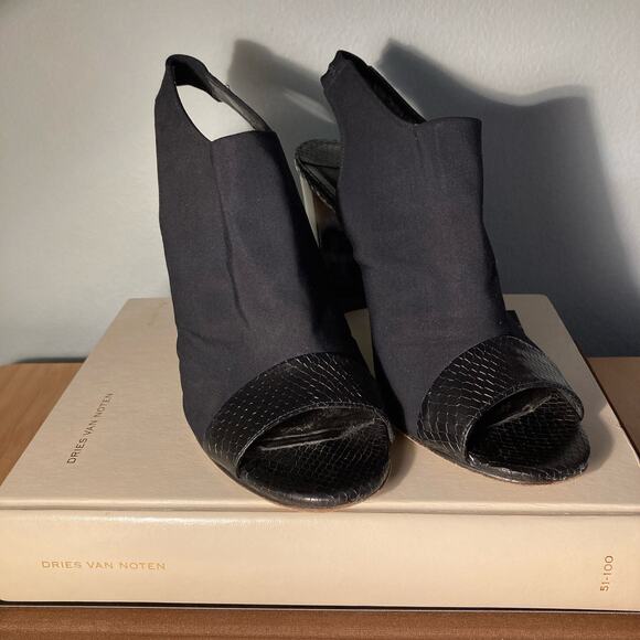 Donald J. Pliner Mink Black Leather Snakeskin Microfiber & Horn Heel ~ Sz 9.5 - Picture 2 of 9